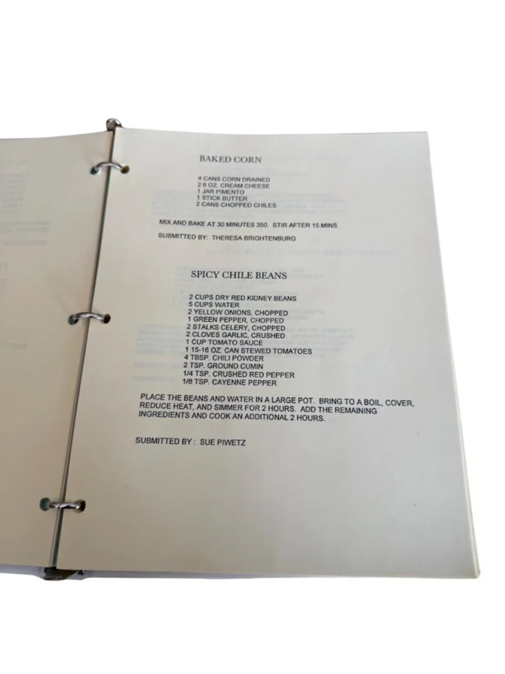 MacArthur Blvd Baptist Church Cookbook 1994 Womens Ministry Recipes Binder